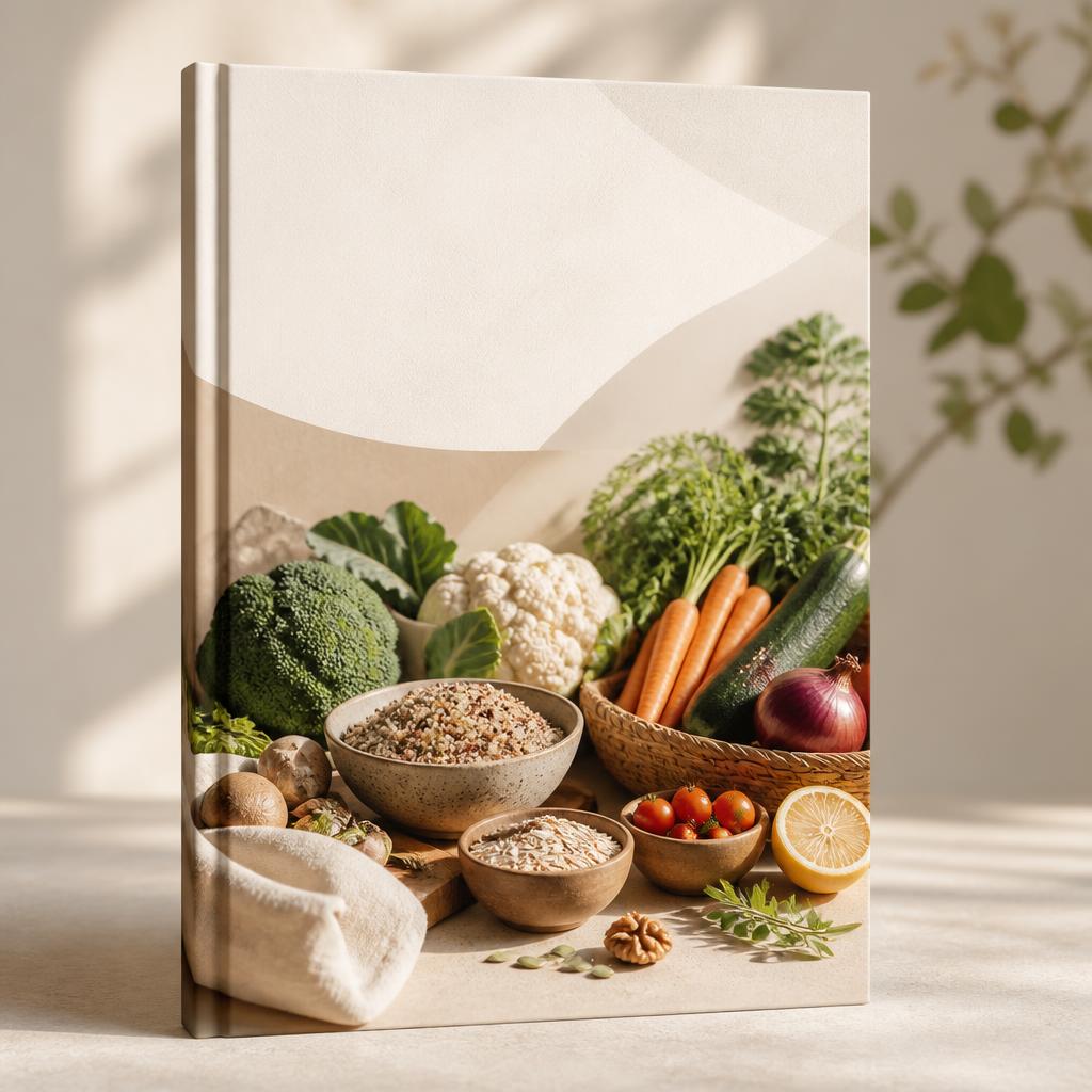 E-Book Cover: Gesunde Ernährung mit frischem Gemüse und Vollkorn